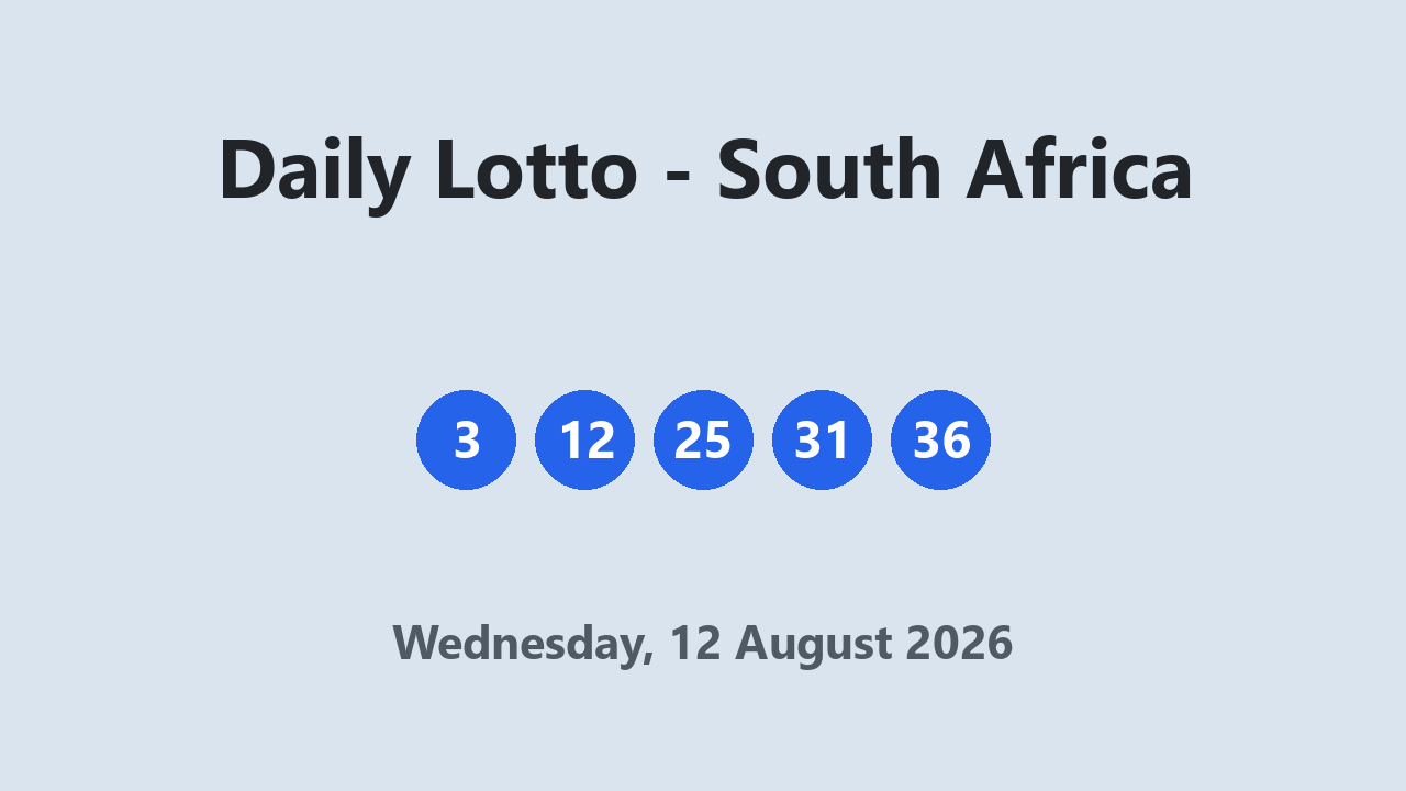 Daily Lotto results 12 August 2026