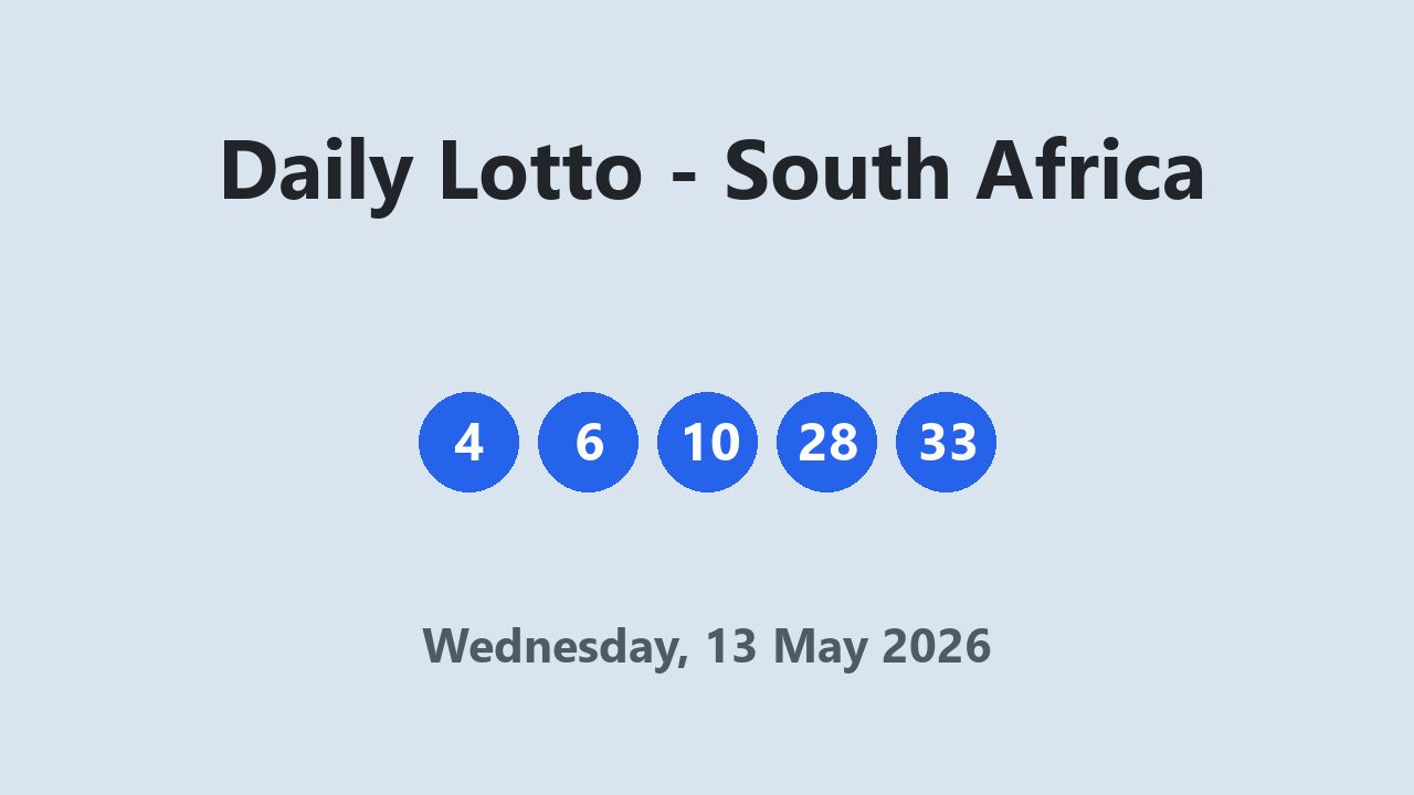Daily Lotto results 13 May 2026