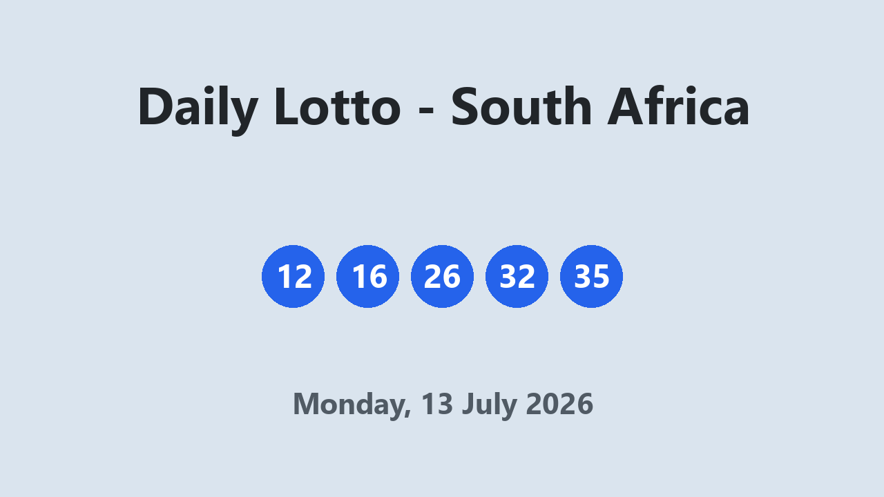 Daily Lotto results 13 July 2026