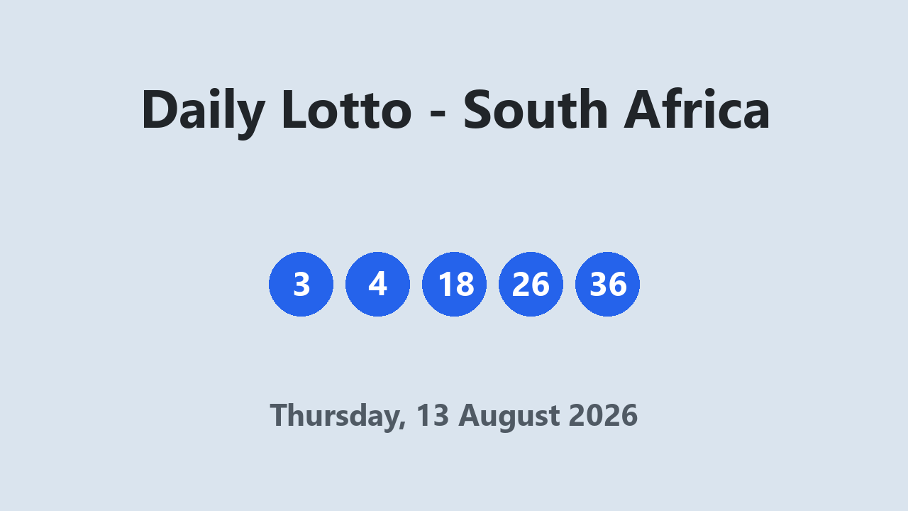 Daily Lotto results 13 August 2026