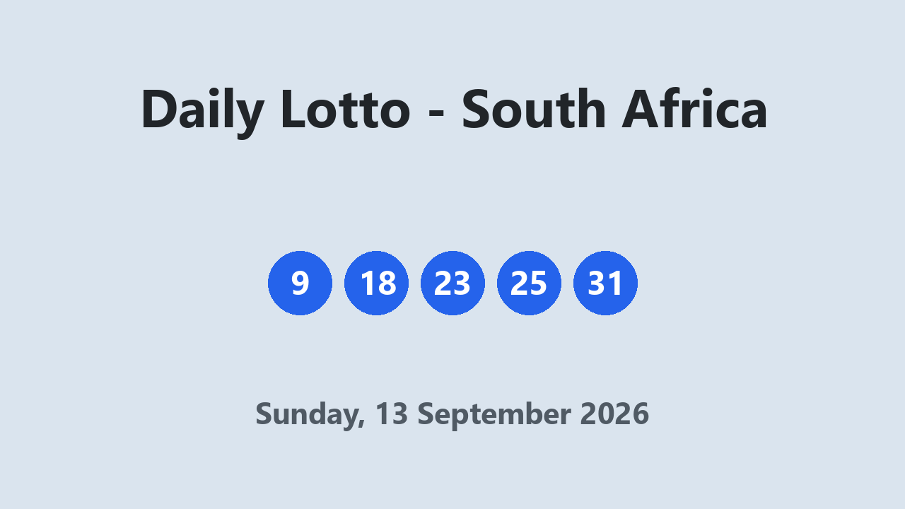 Daily Lotto results 13 September 2026