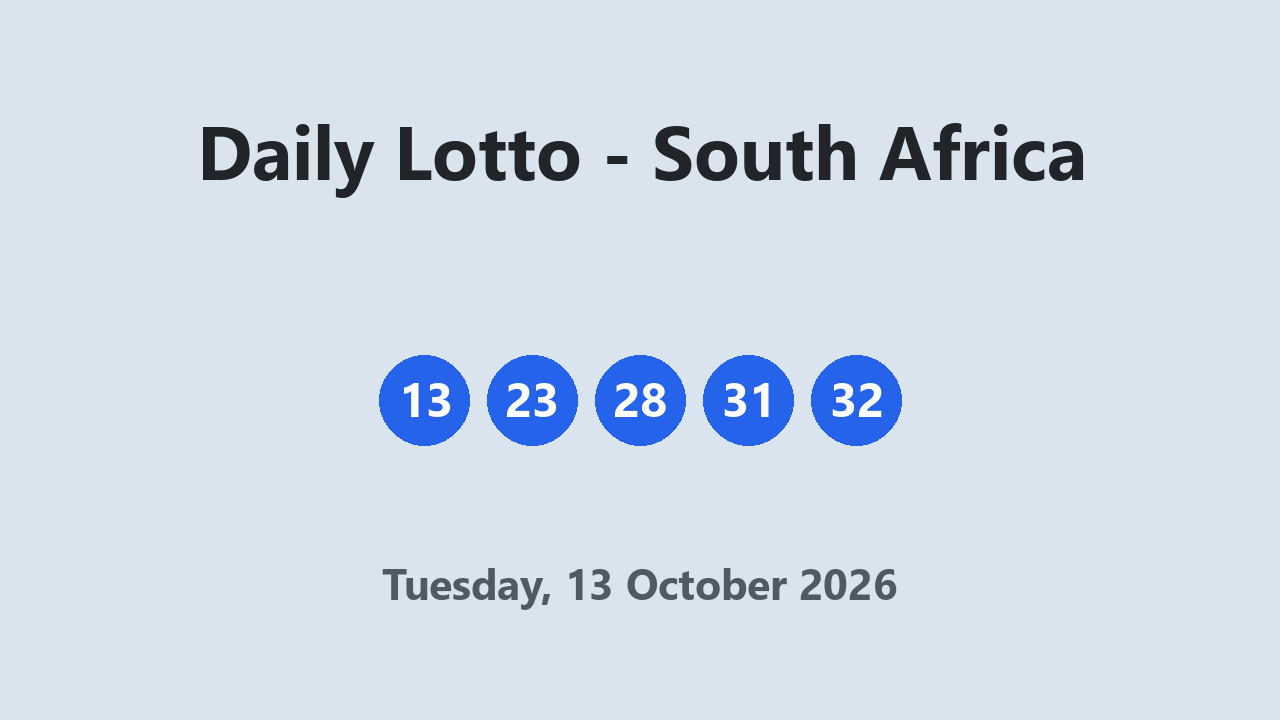 Daily Lotto results 13 October 2026