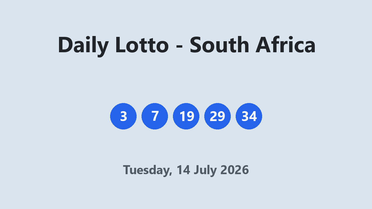 Daily Lotto results 14 July 2026