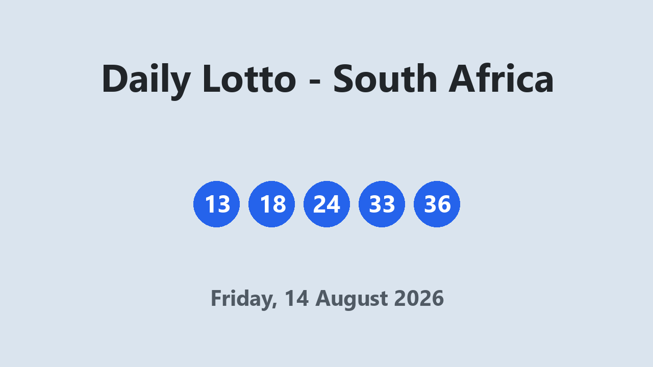 Daily Lotto results 14 August 2026