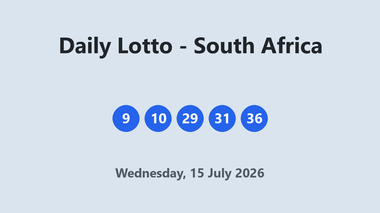 Daily Lotto results 15 July 2026