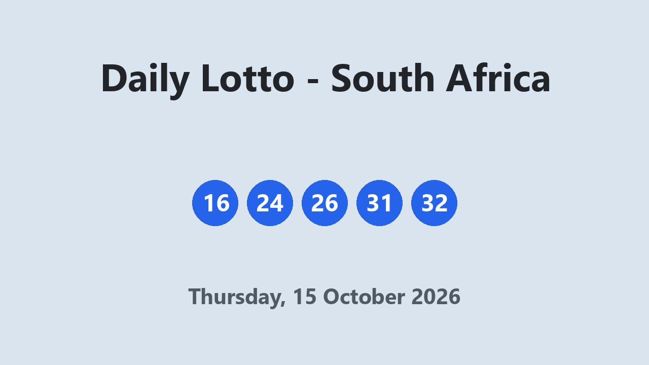 Daily Lotto results 15 October 2026