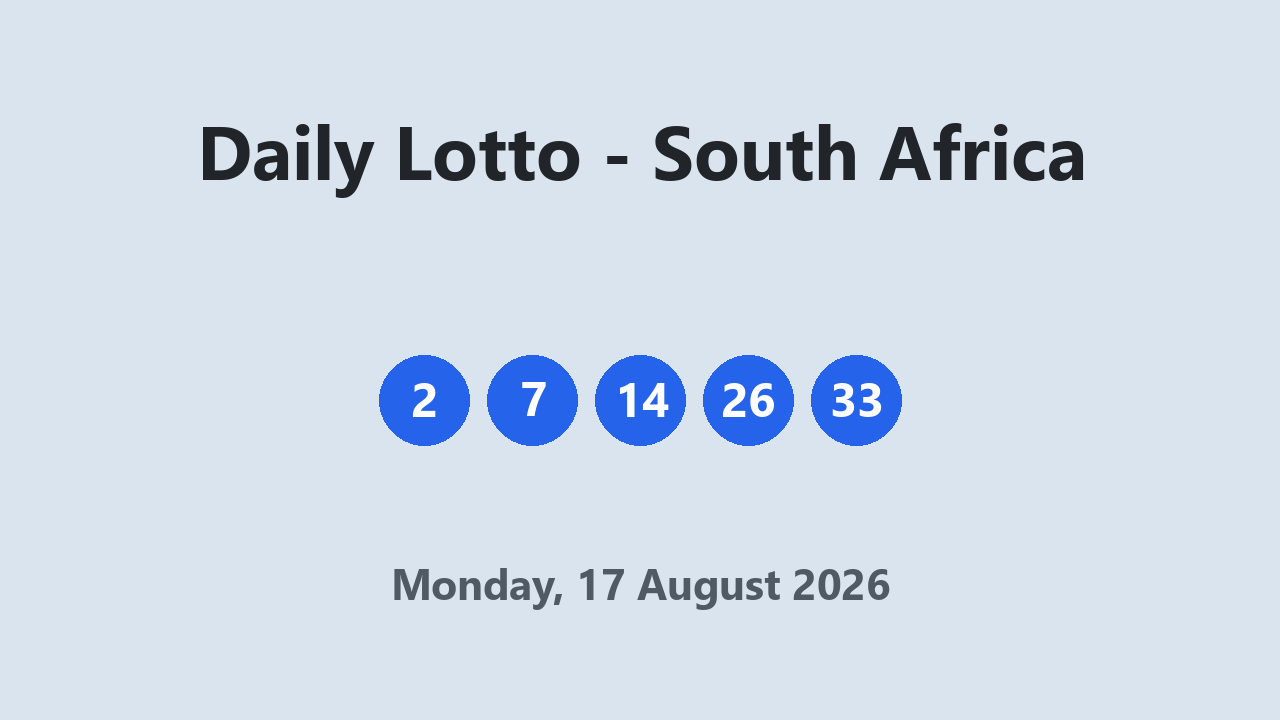 Daily Lotto results 17 August 2026