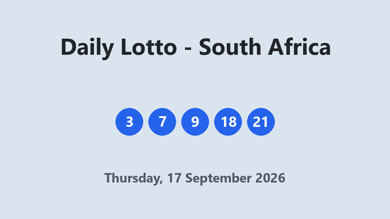 Daily Lotto results 17 September 2026