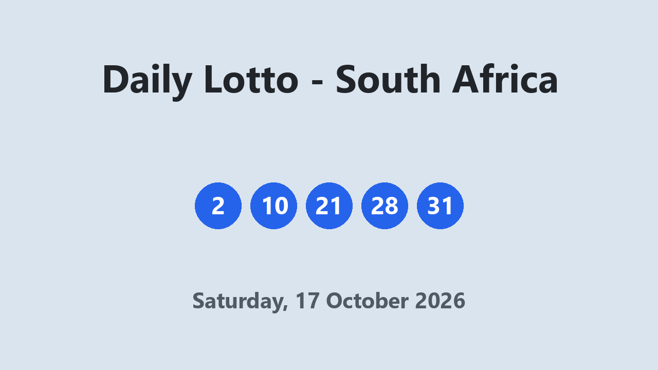 Daily Lotto results 17 October 2026