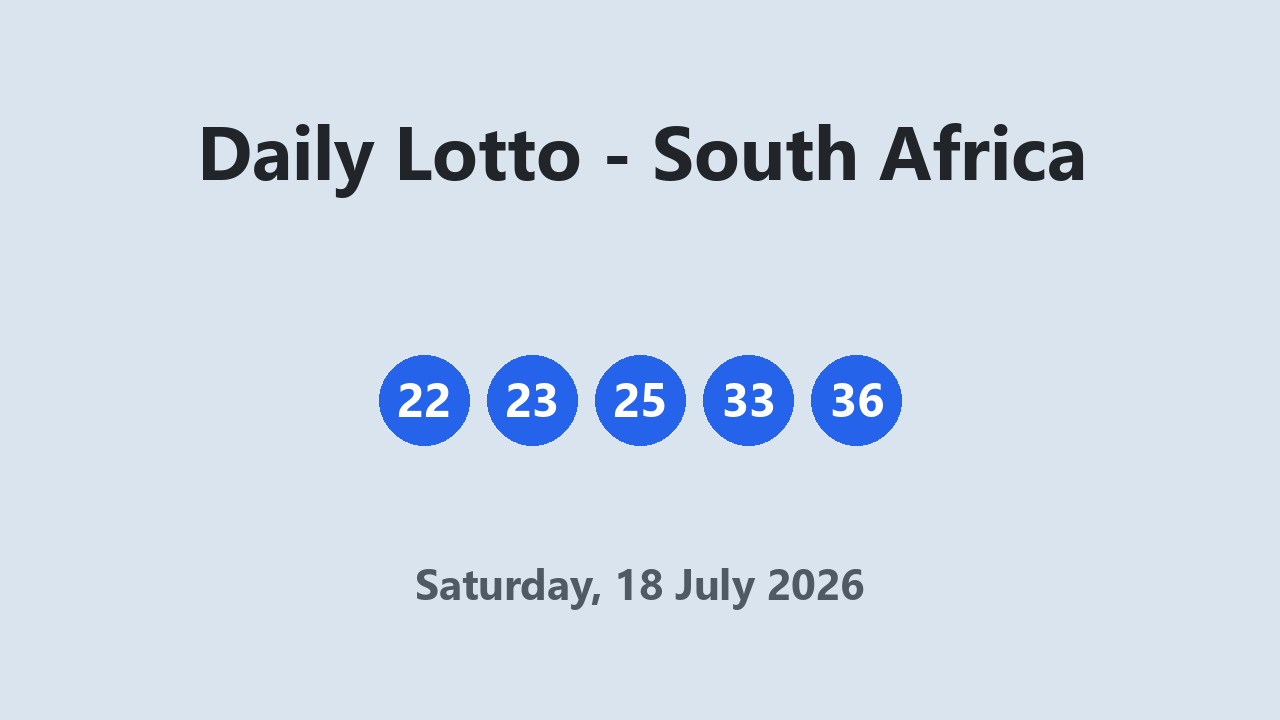 Daily Lotto results 18 July 2026