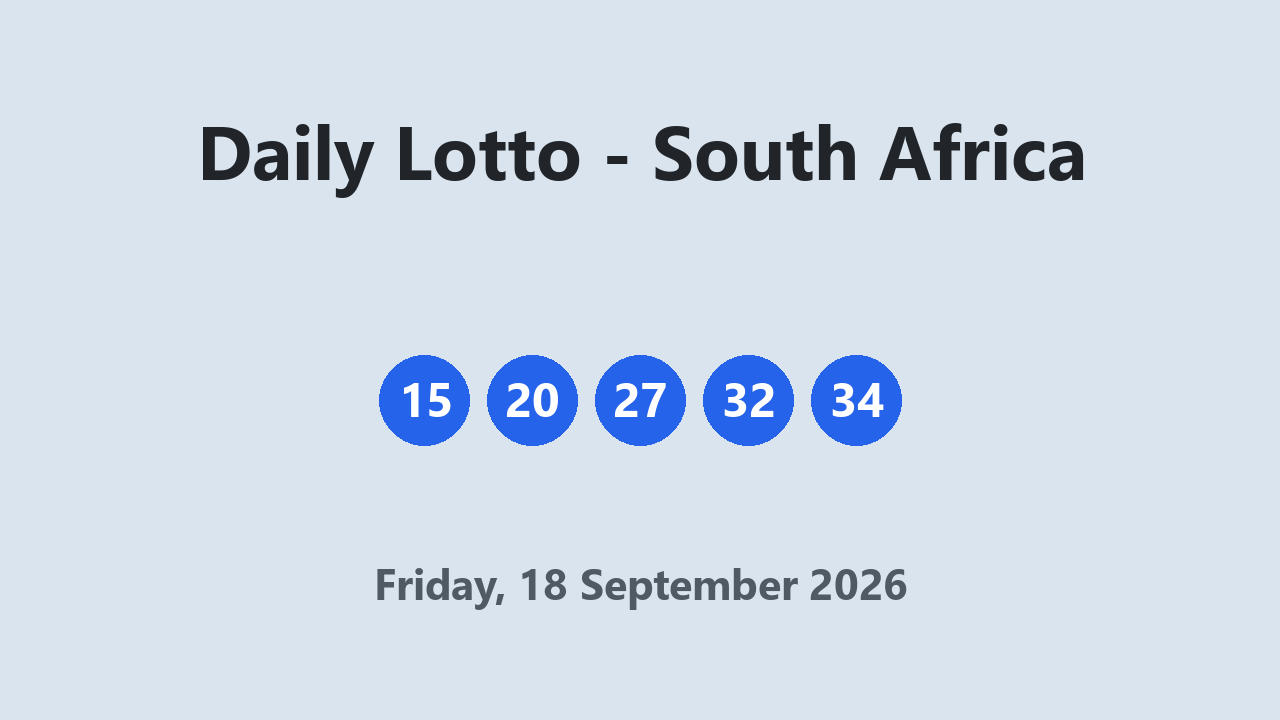 Daily Lotto results 18 September 2026