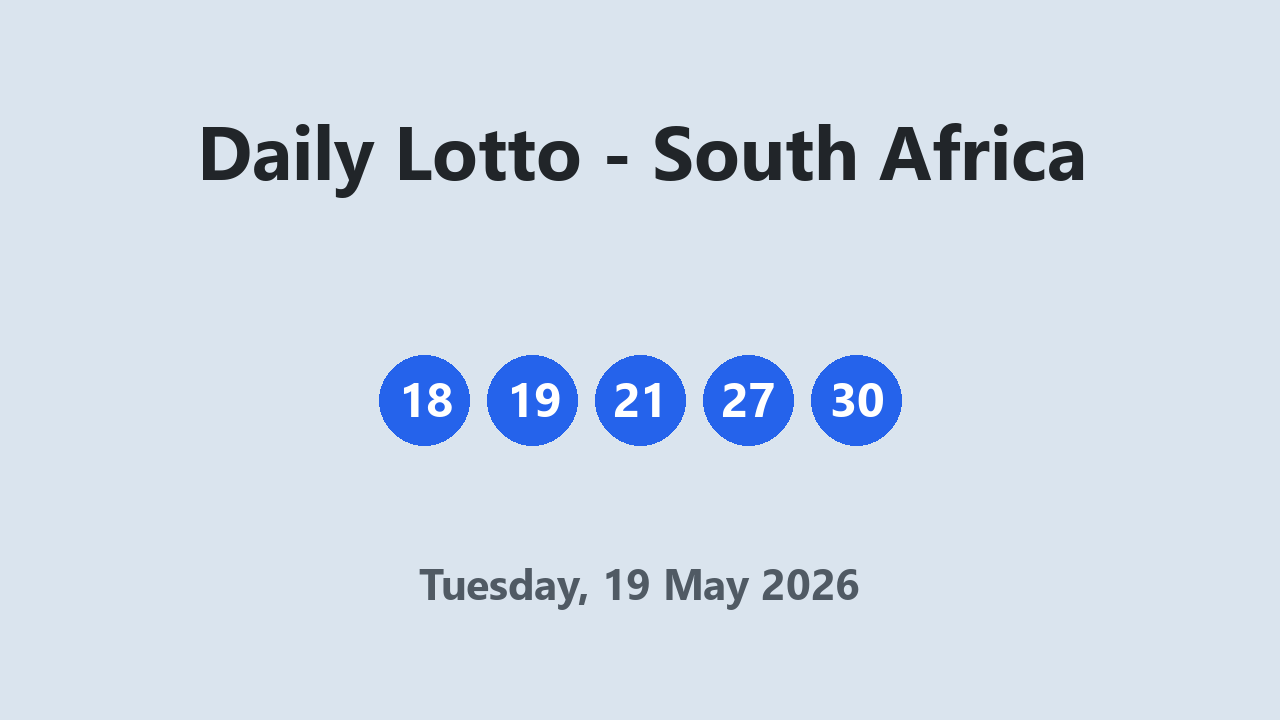 Daily Lotto results 19 May 2026