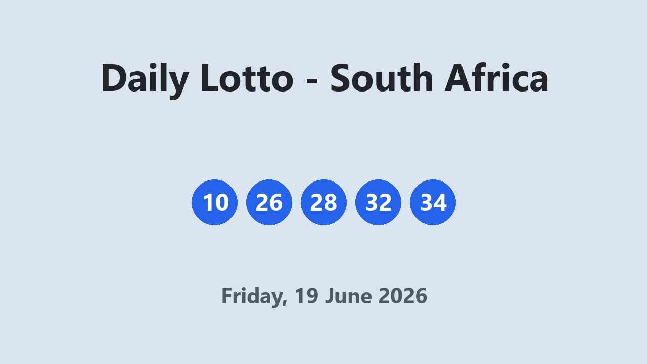 Daily Lotto results 19 June 2026