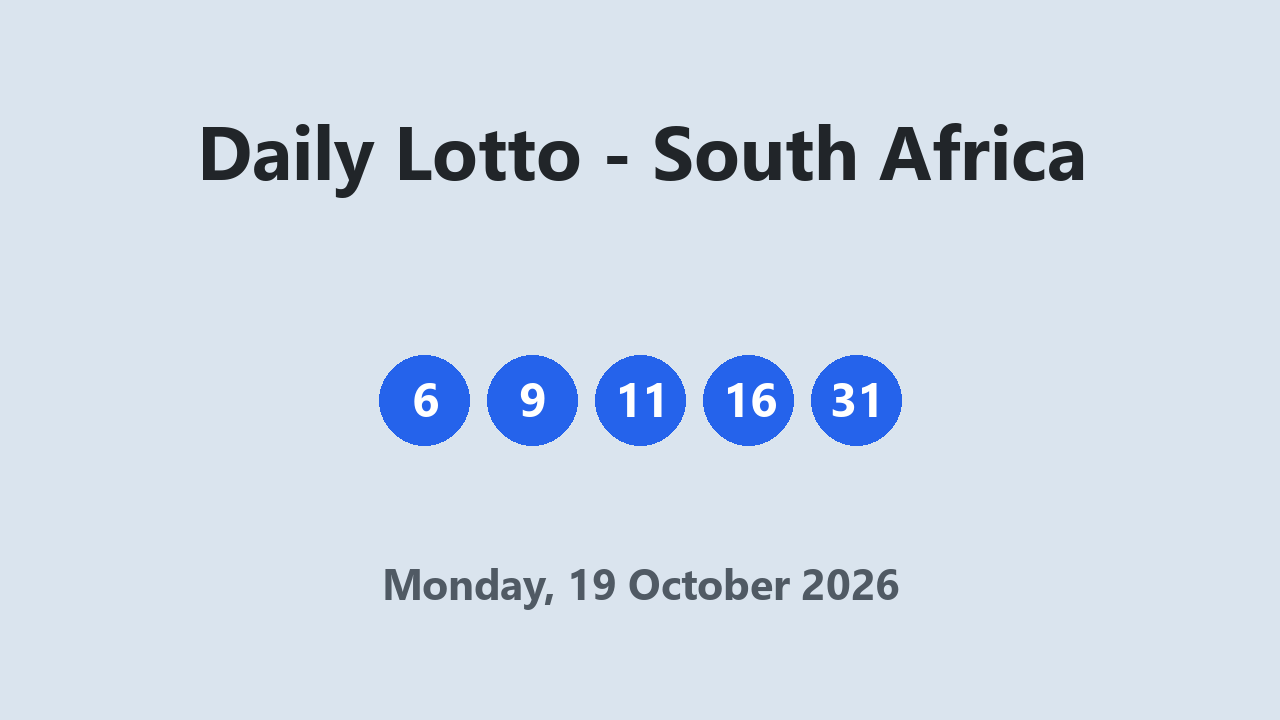 Daily Lotto results 19 October 2026