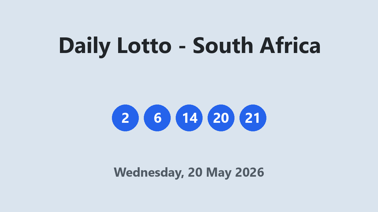 Daily Lotto results 20 May 2026
