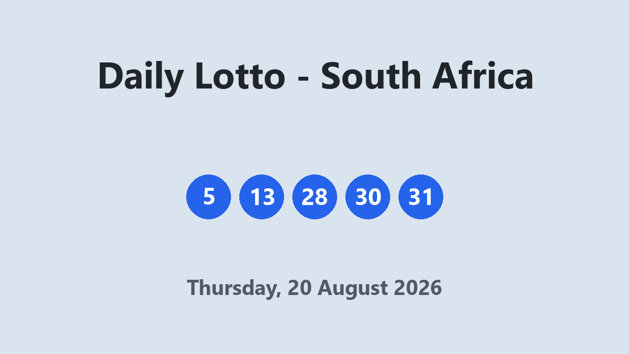 Daily Lotto results 20 August 2026