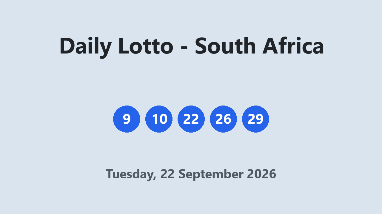 Daily Lotto results 22 September 2026