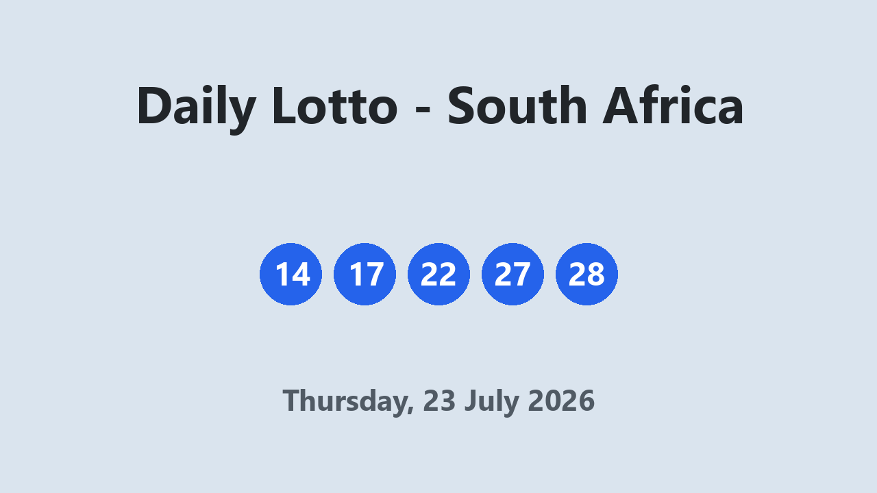 Daily Lotto results 23 July 2026