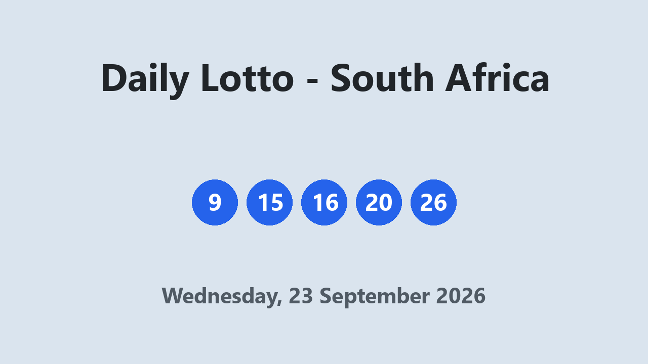 Daily Lotto results 23 September 2026