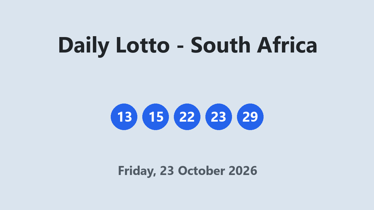 Daily Lotto results 23 October 2026