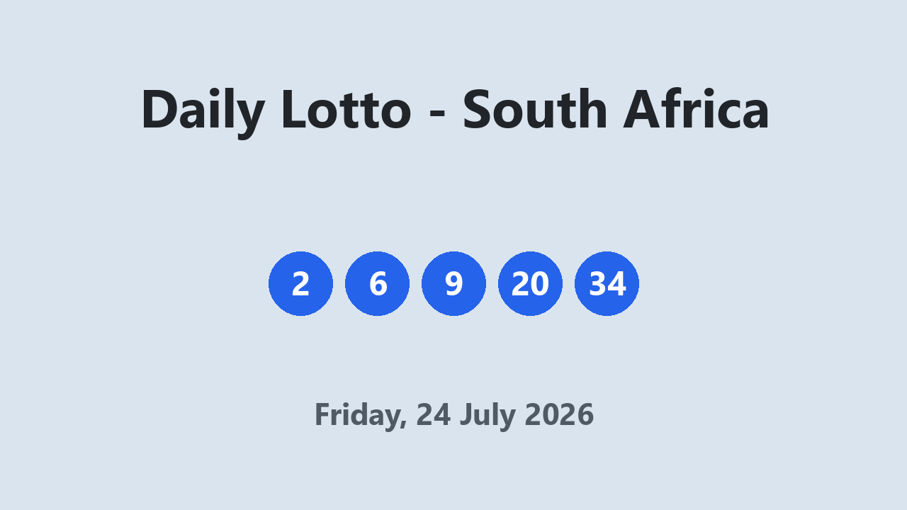 Daily Lotto results 24 July 2026