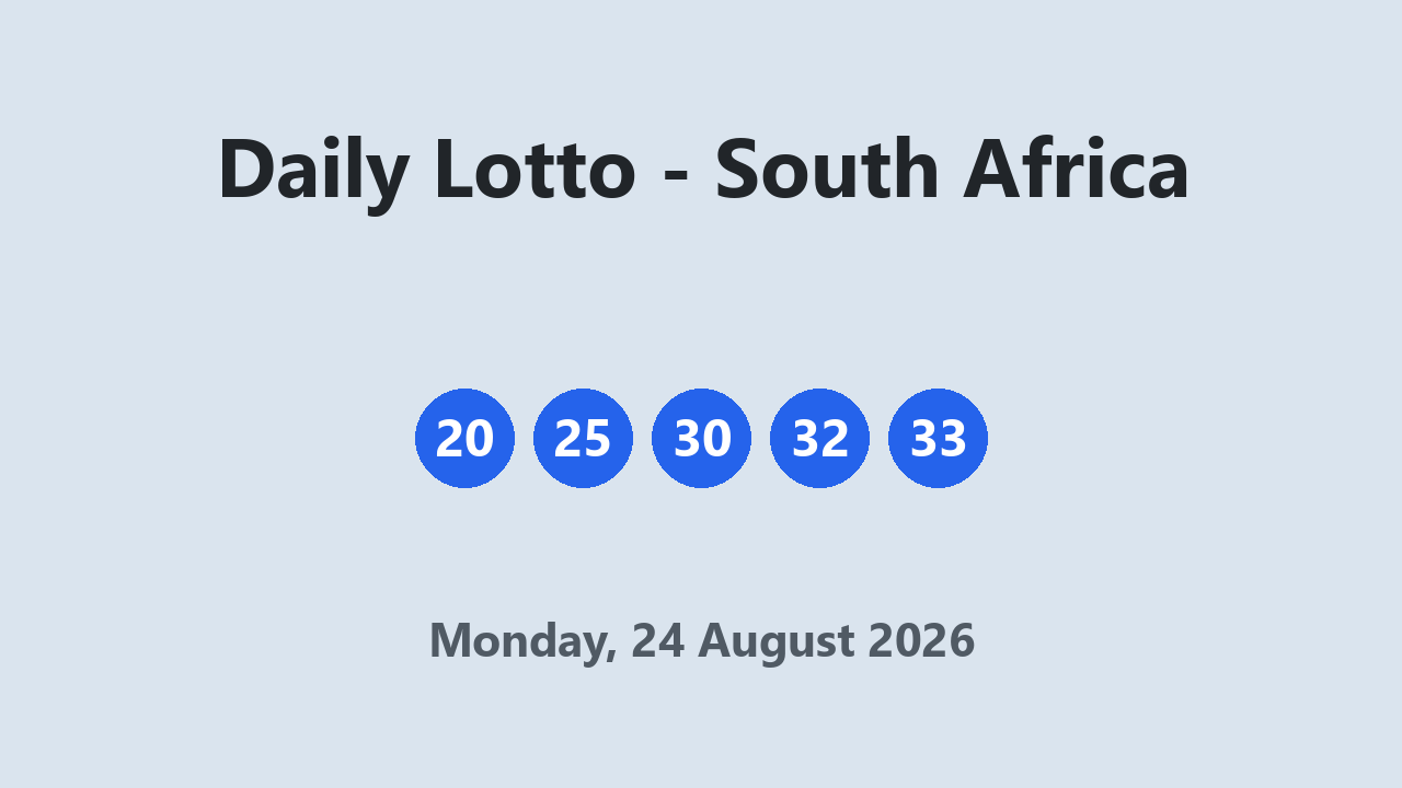 Daily Lotto results 24 August 2026