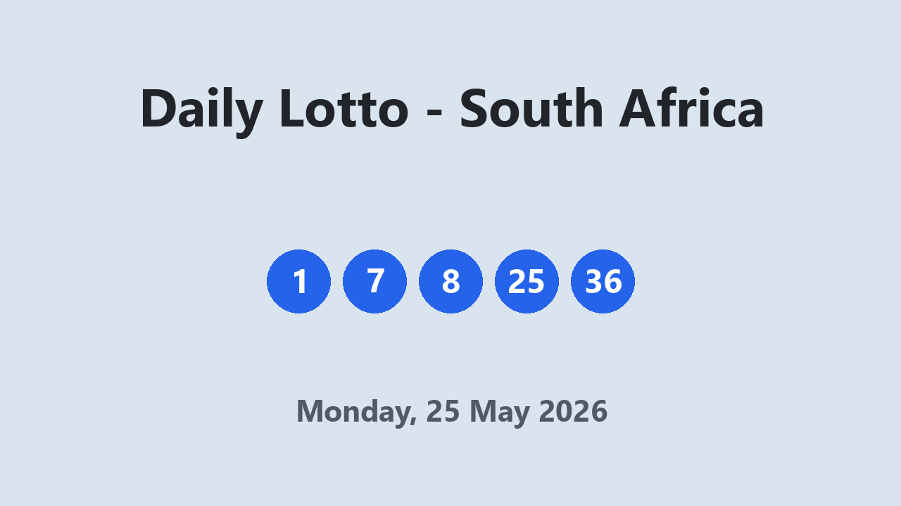 Daily Lotto results 25 May 2026