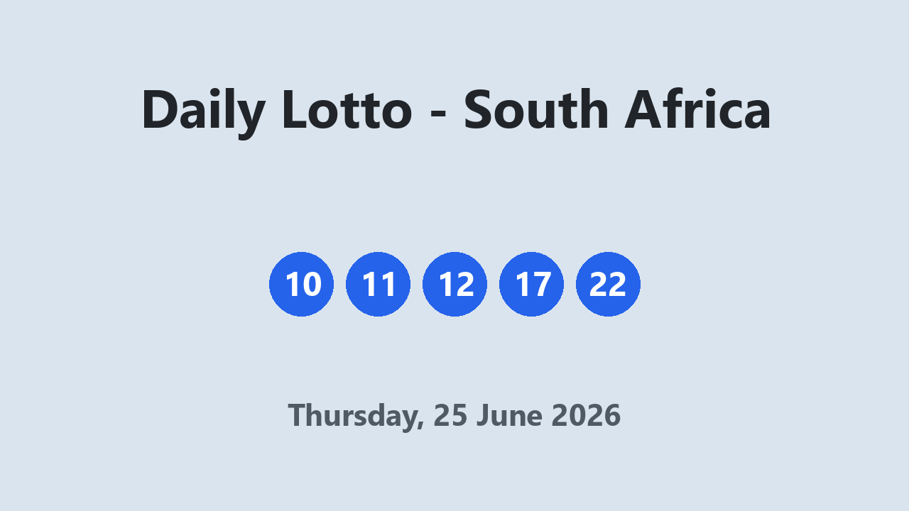 Daily Lotto results 25 June 2026