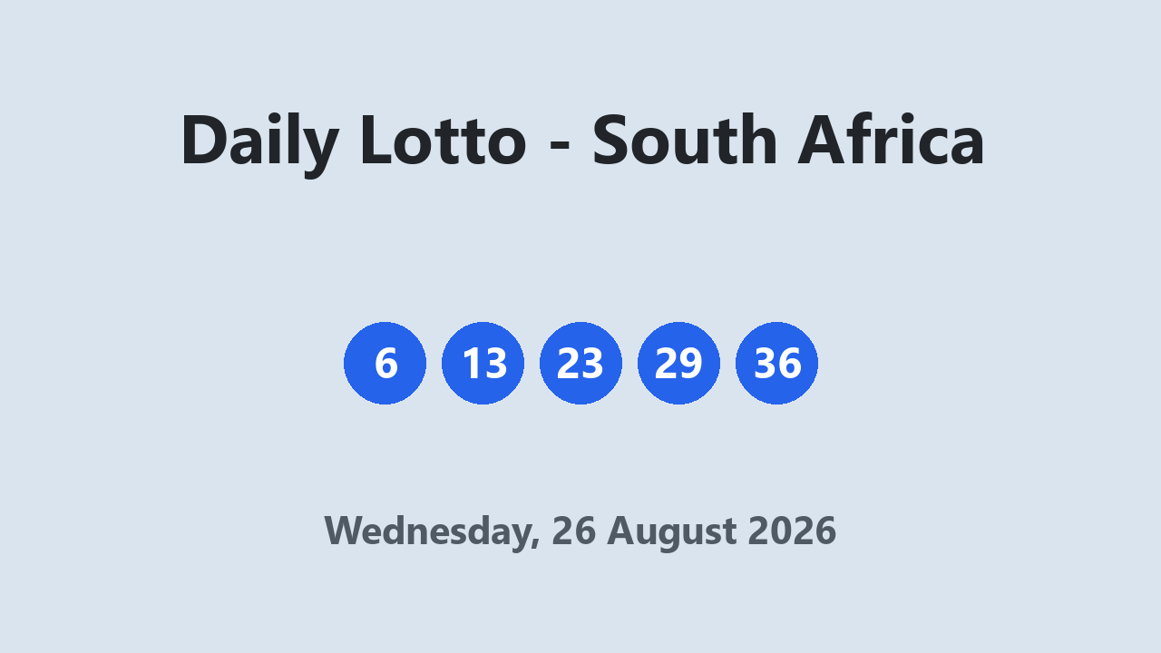 Daily Lotto results 26 August 2026