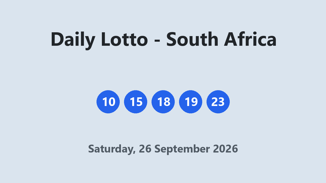 Daily Lotto results 26 September 2026