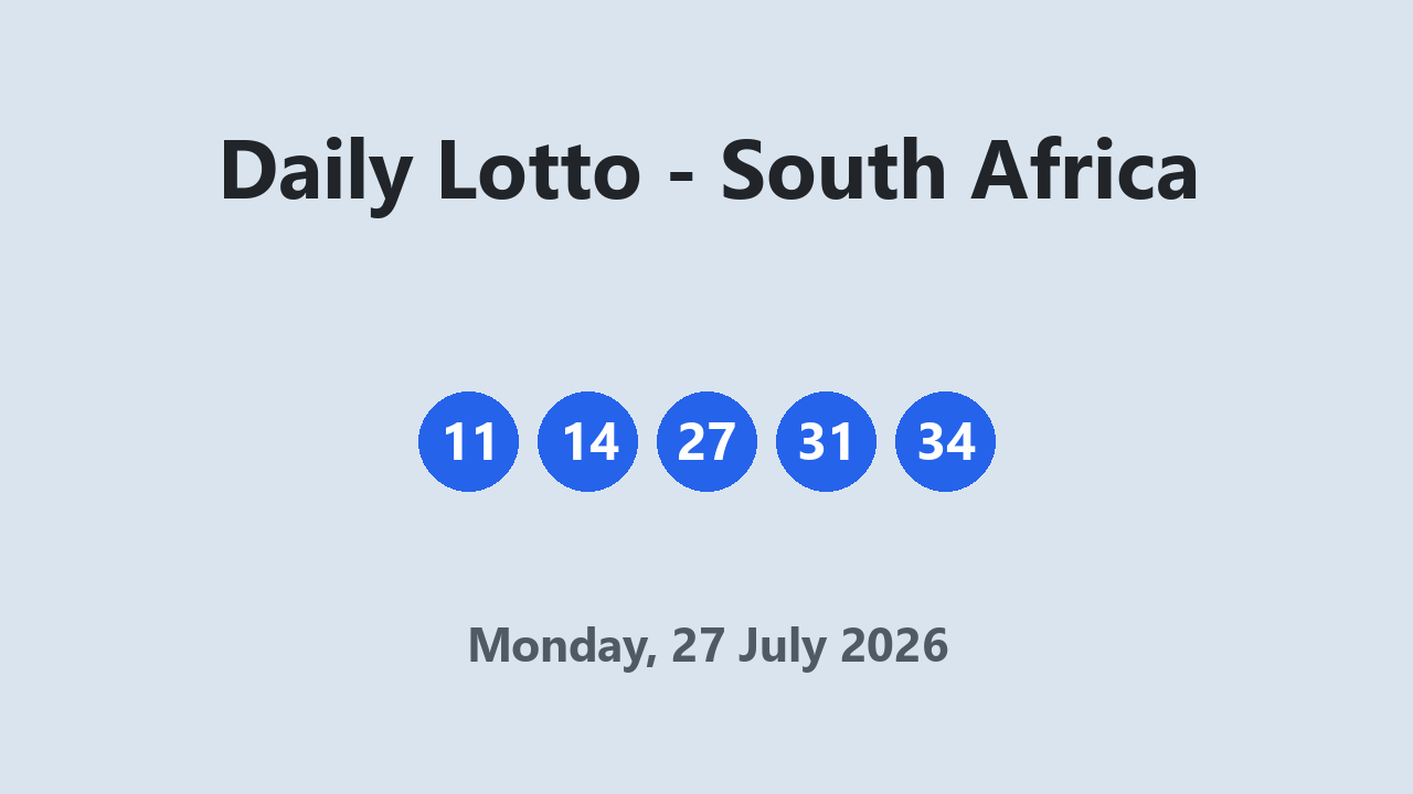Daily Lotto results 27 July 2026