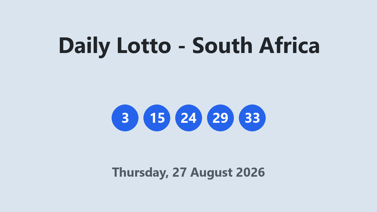 Daily Lotto results 27 August 2026