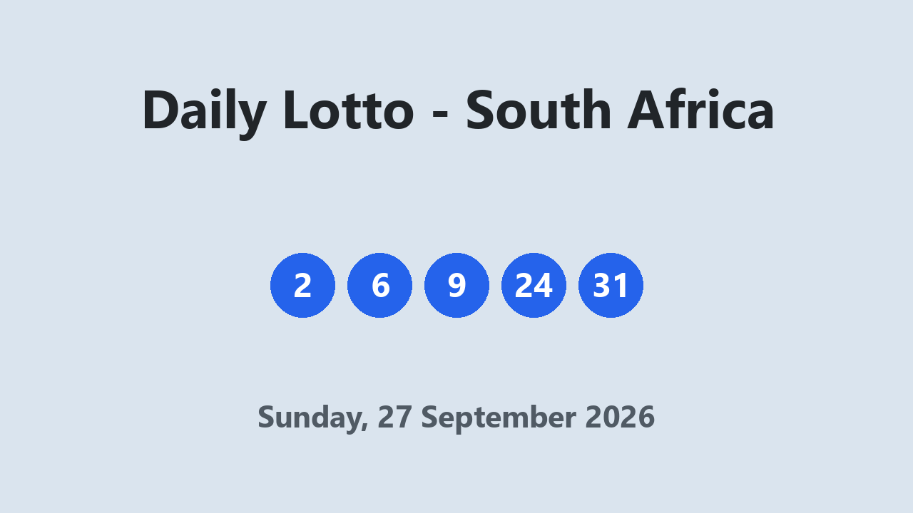Daily Lotto results 27 September 2026