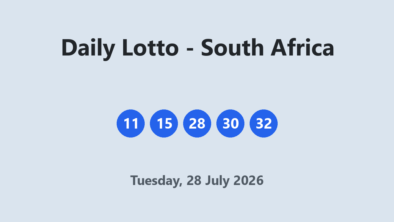 Daily Lotto results 28 July 2026