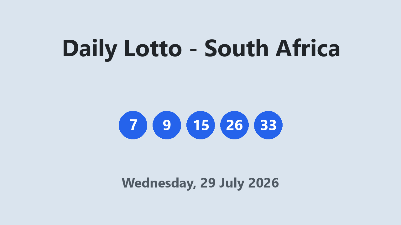 Daily Lotto results 29 July 2026