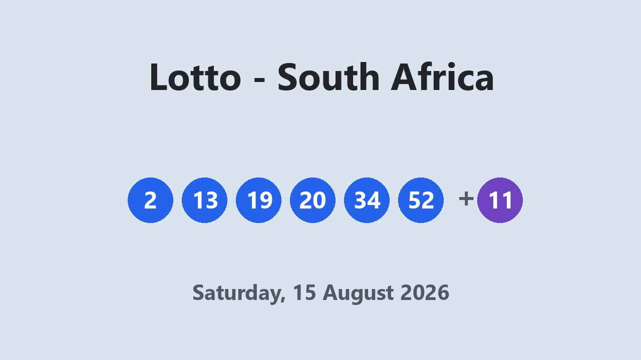 Lotto results 15 August 2026