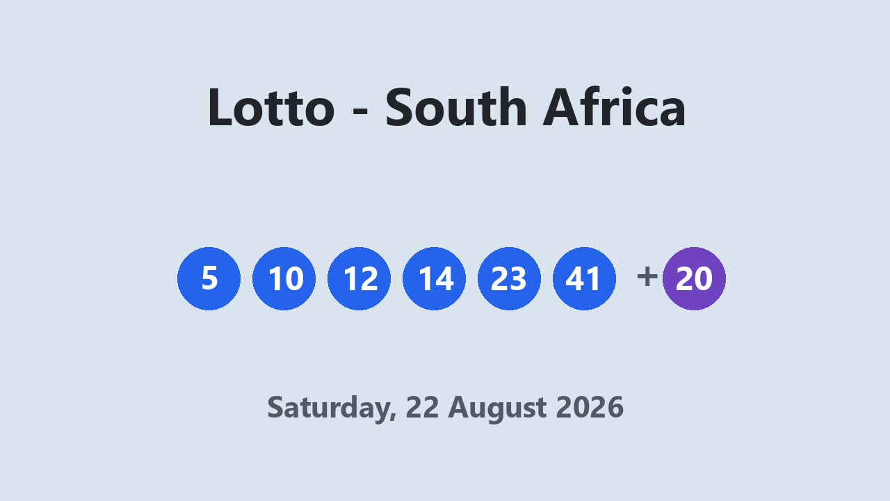 Lotto results 22 August 2026