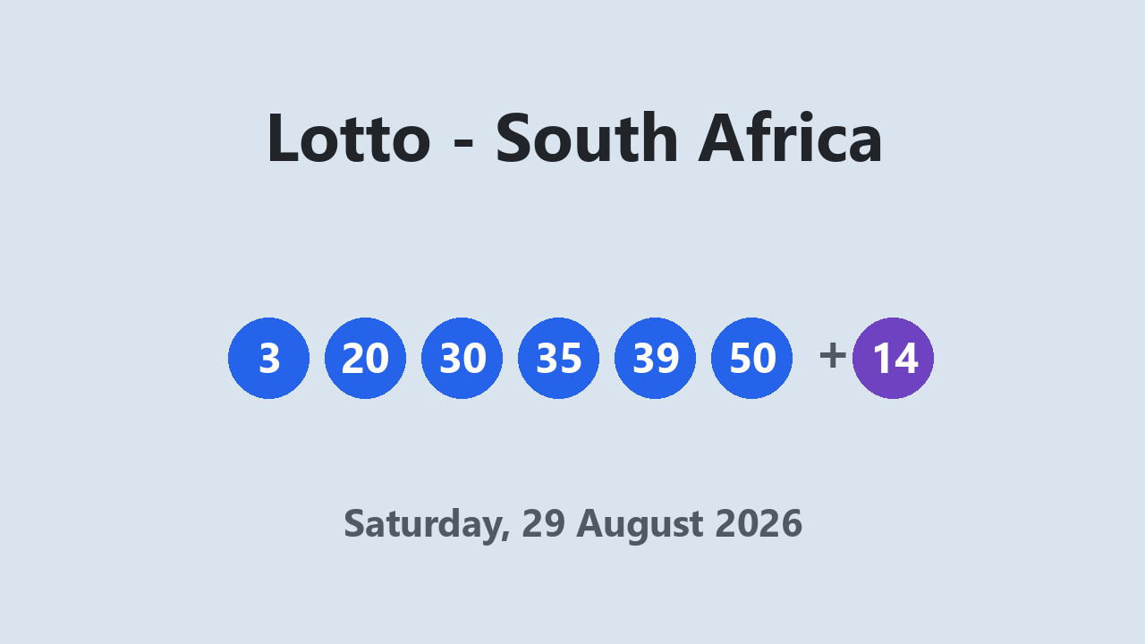 Lotto results 29 August 2026