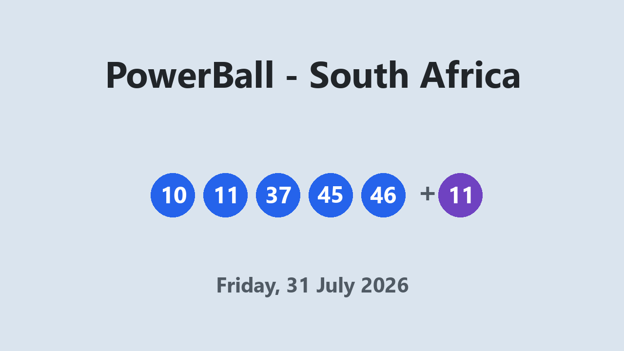PowerBall results 31 July 2026