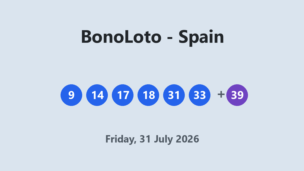BonoLoto results 31 July 2026