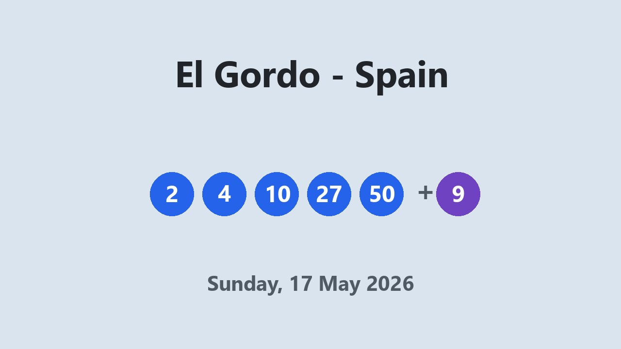 El Gordo results 17 May 2026