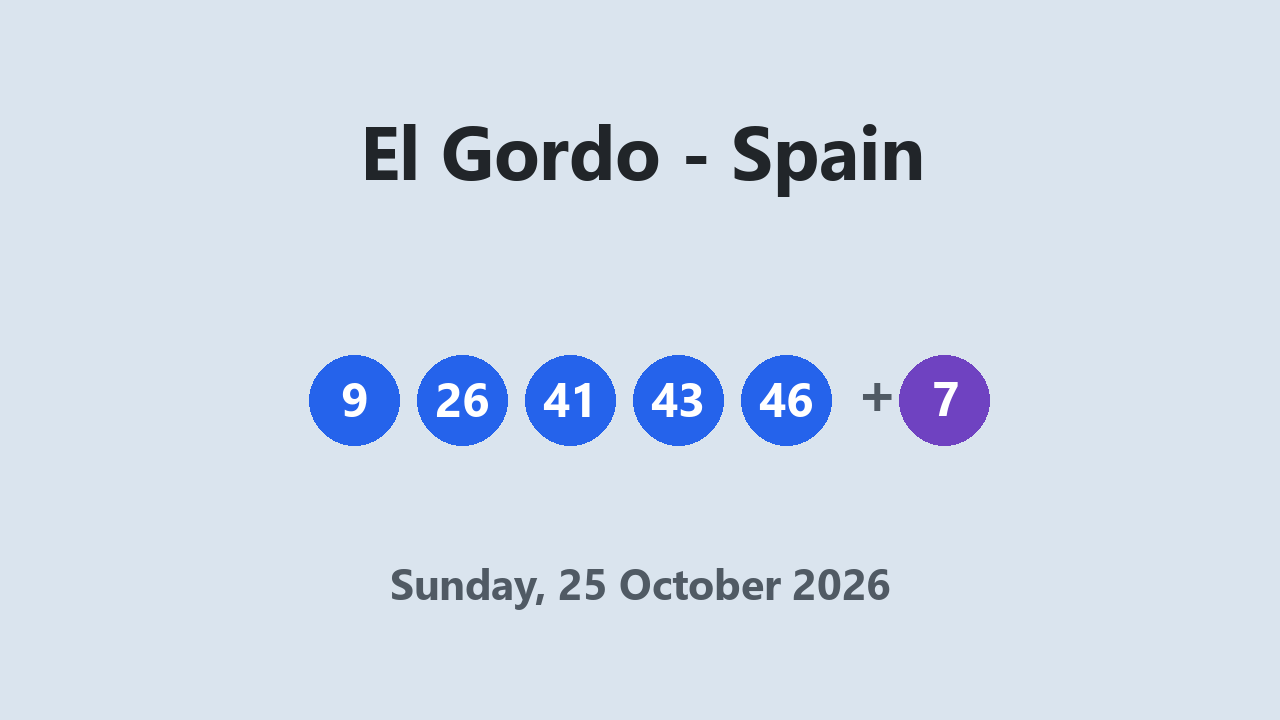 El Gordo results 25 October 2026