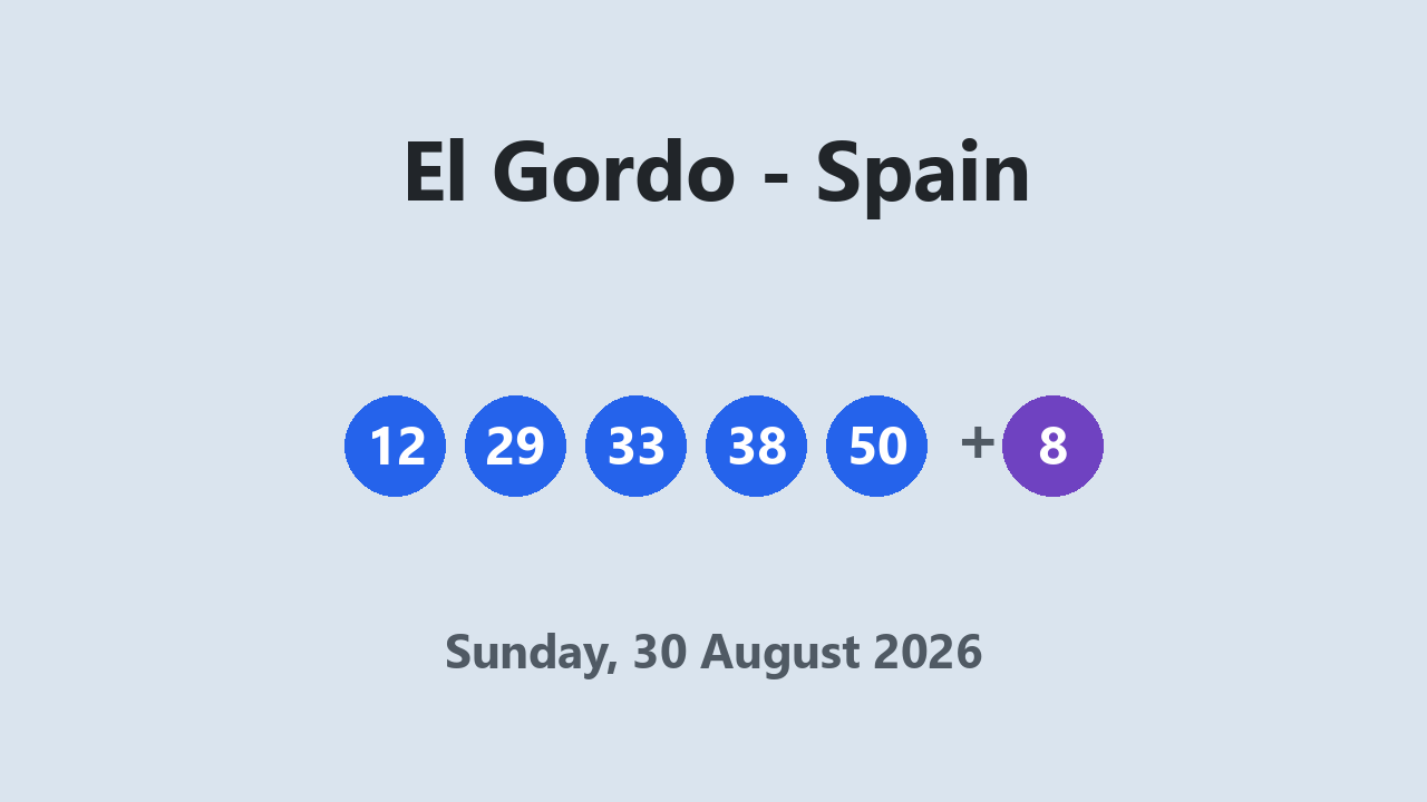 El Gordo results 30 August 2026