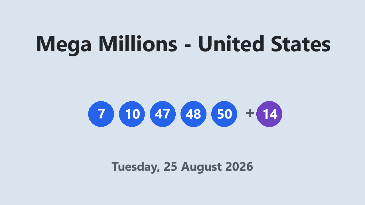 Mega Millions results 25 August 2026