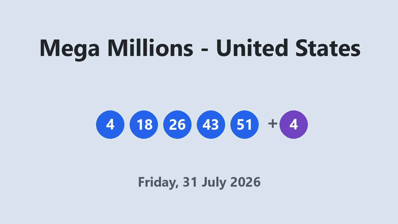 Mega Millions results 31 July 2026