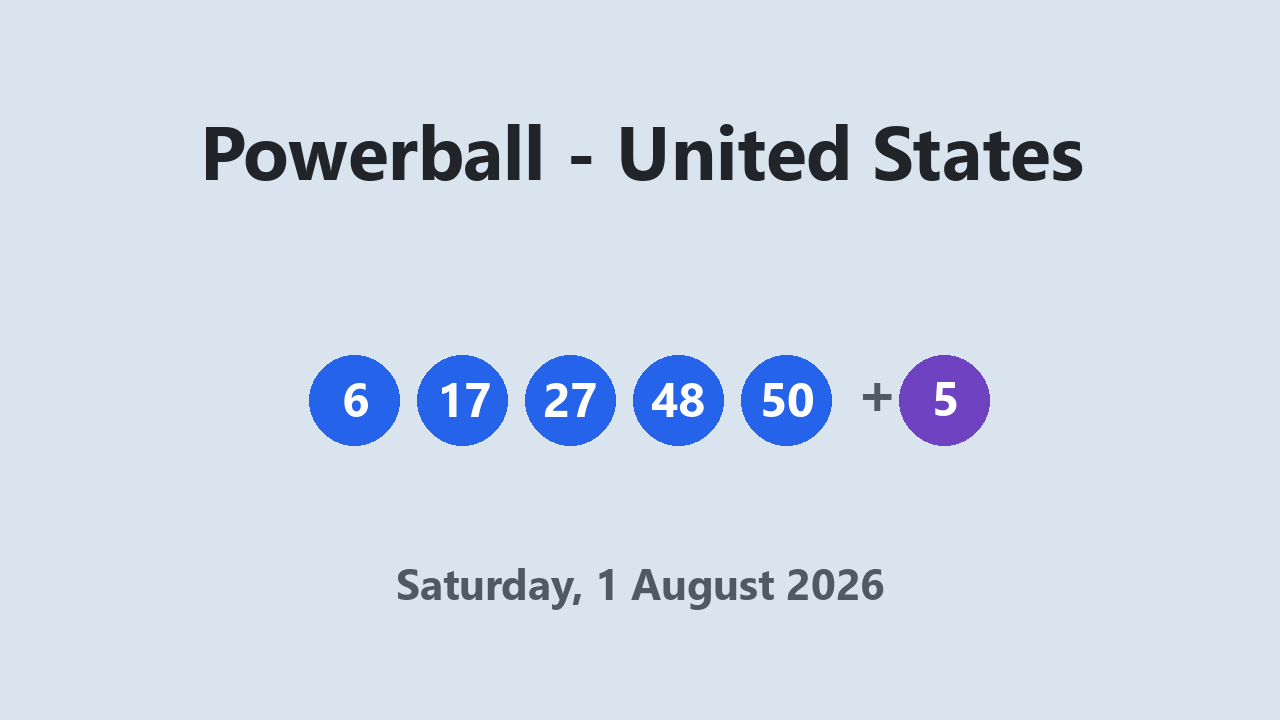 Powerball results 1 August 2026