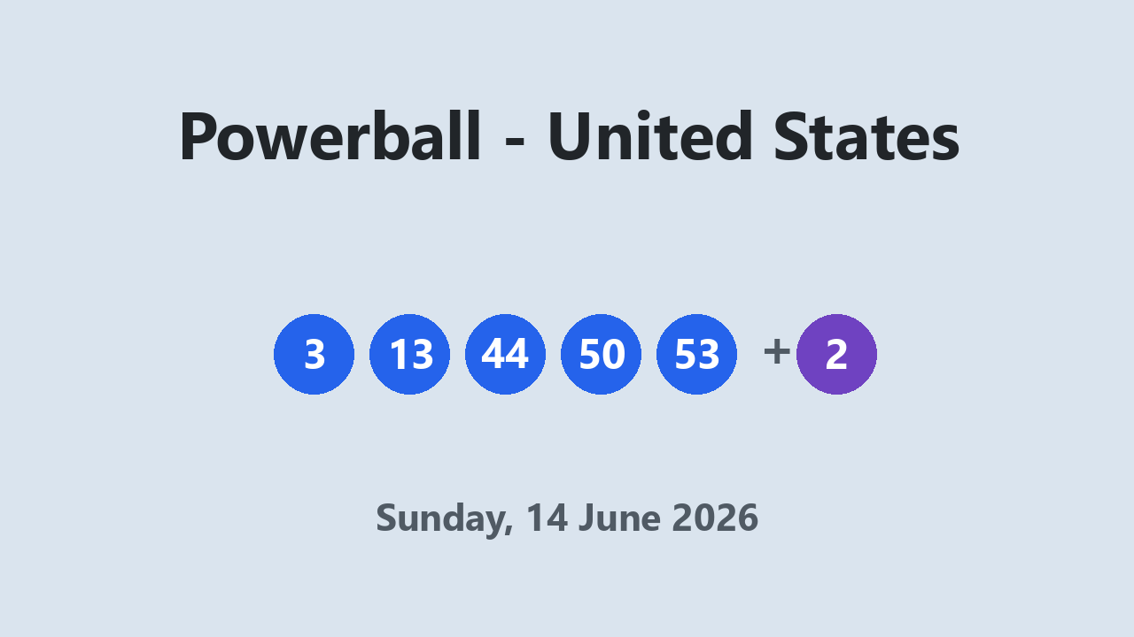 Powerball results 14 June 2026