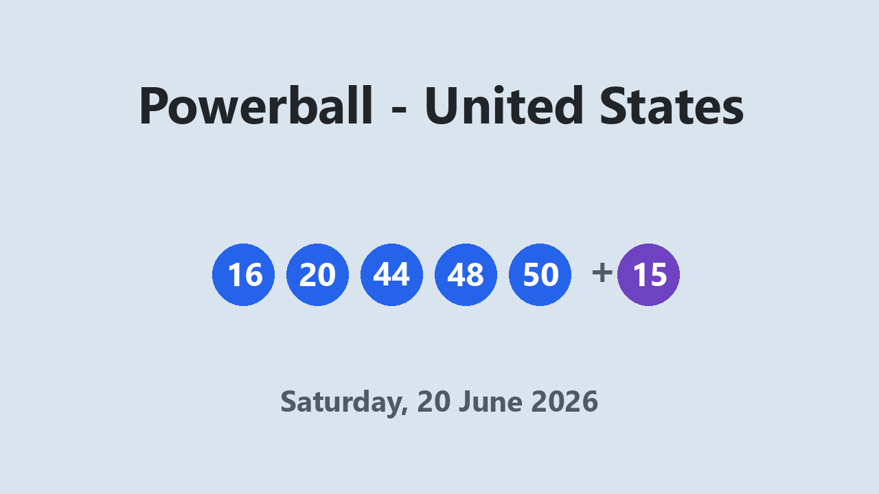 Powerball results 20 June 2026
